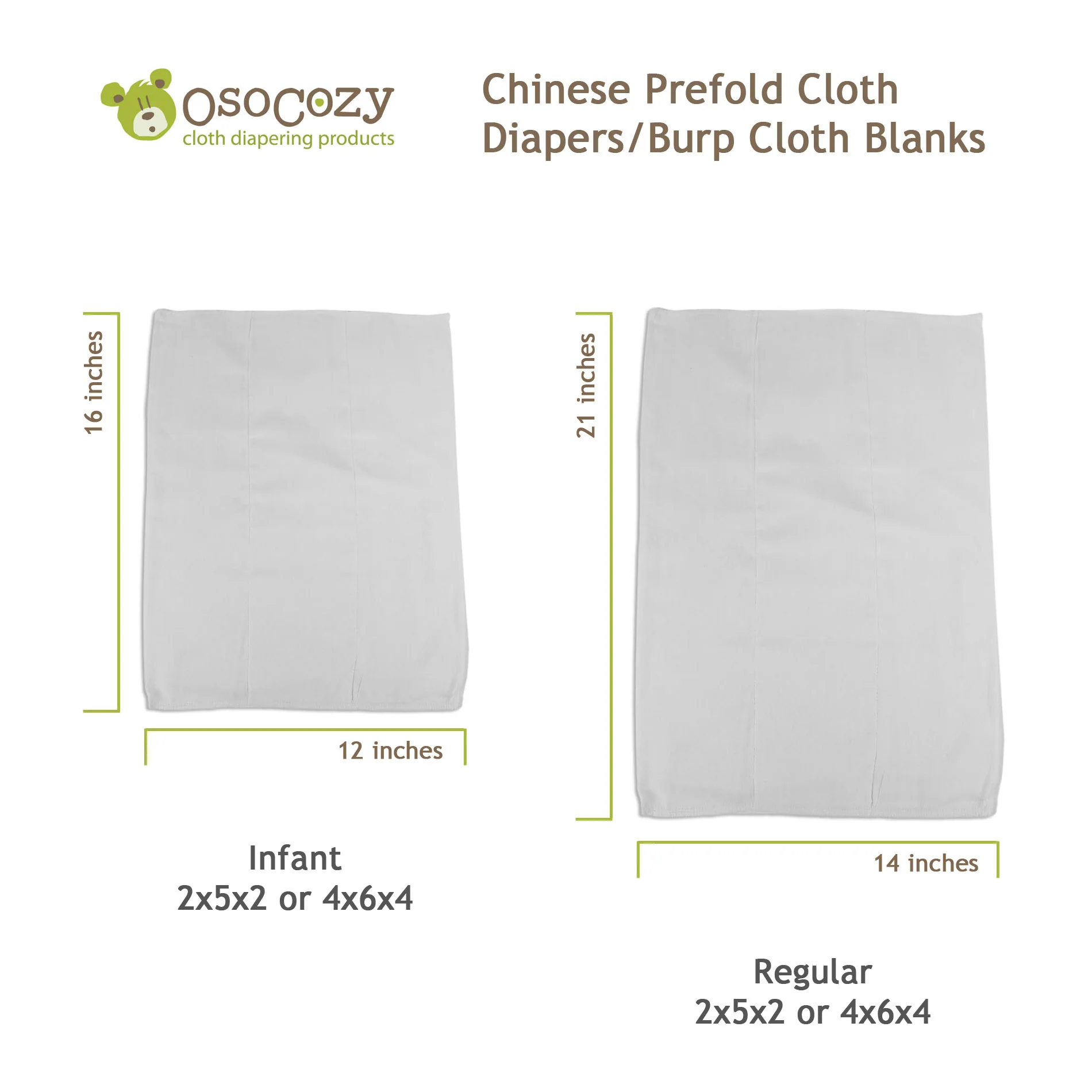 Chinese Prefold Cloth Diapers Bleached (dozen) - Closeout - Image 5