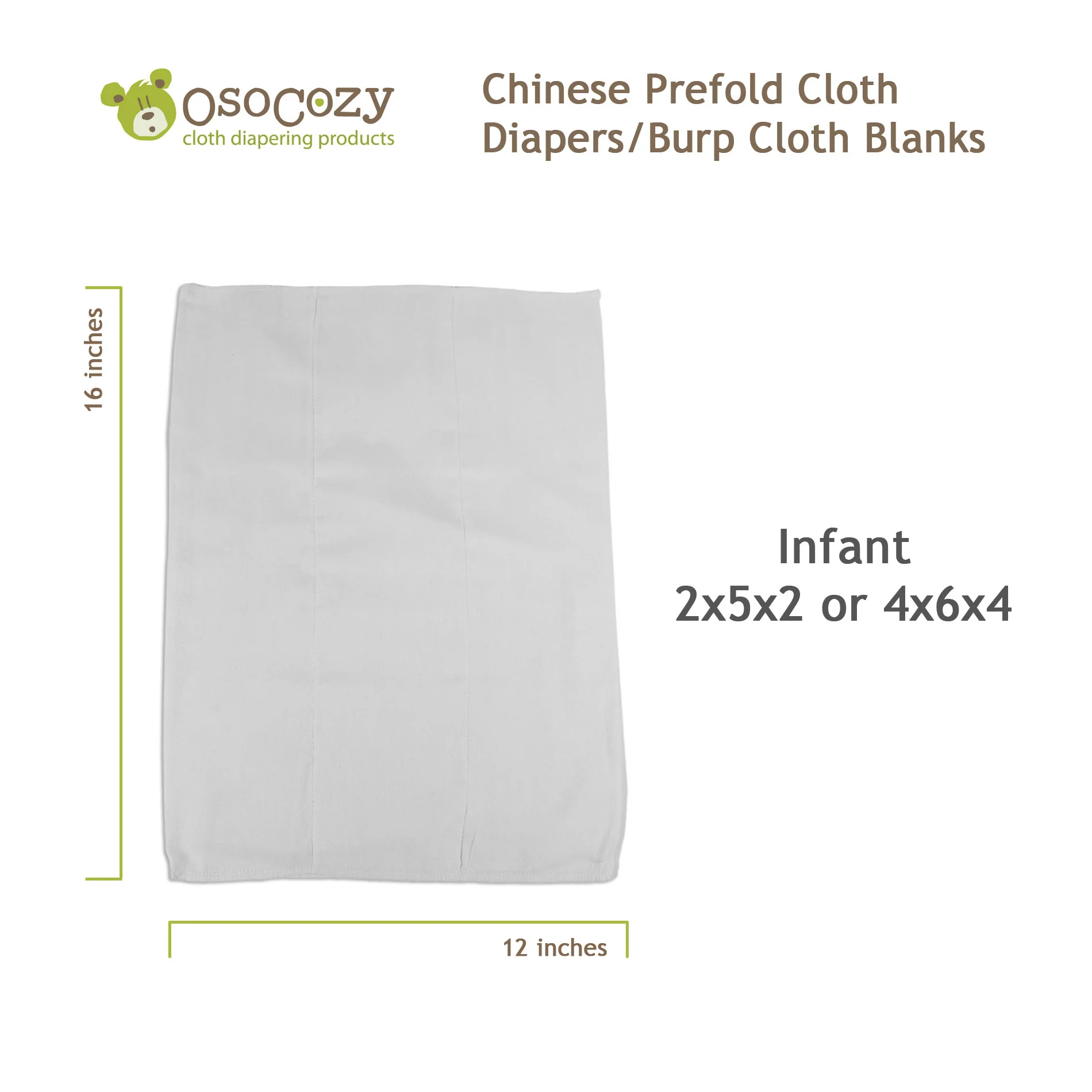 Chinese Prefold Cloth Diapers Bleached (dozen) - Closeout - Image 6