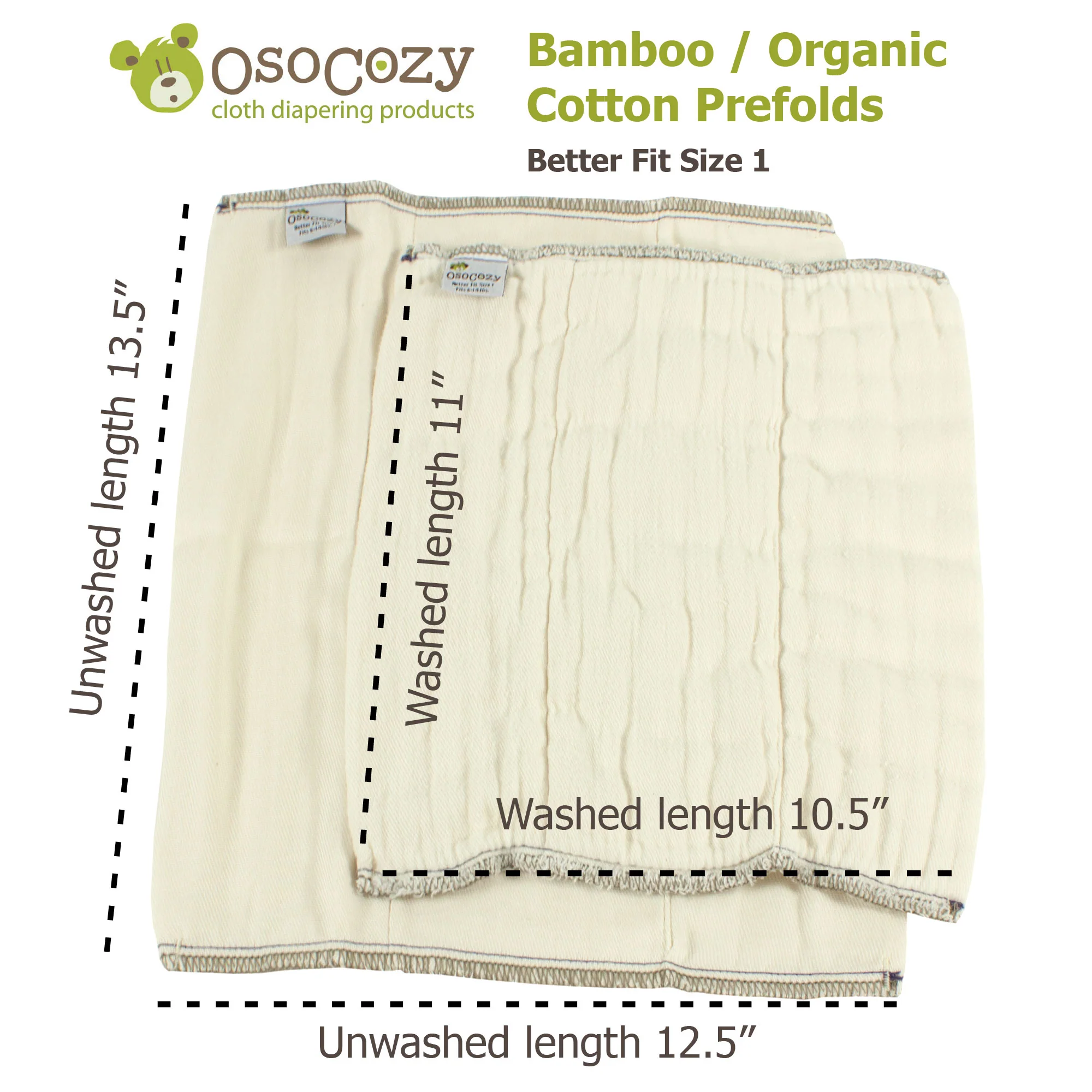 Osocozy Bamboo Organic Cotton Prefolds (6pk) - Image 4
