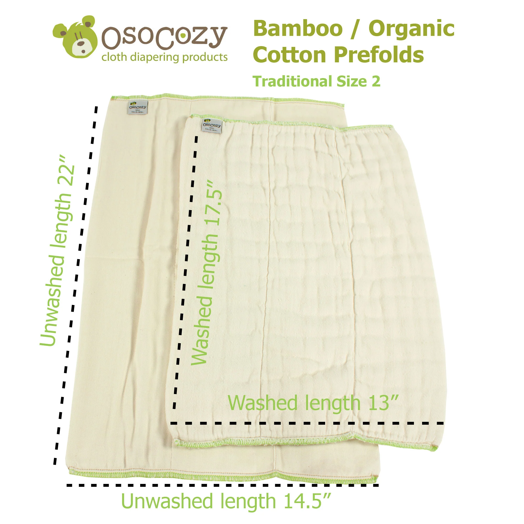 Osocozy Bamboo Organic Cotton Prefolds (6pk) - Image 6