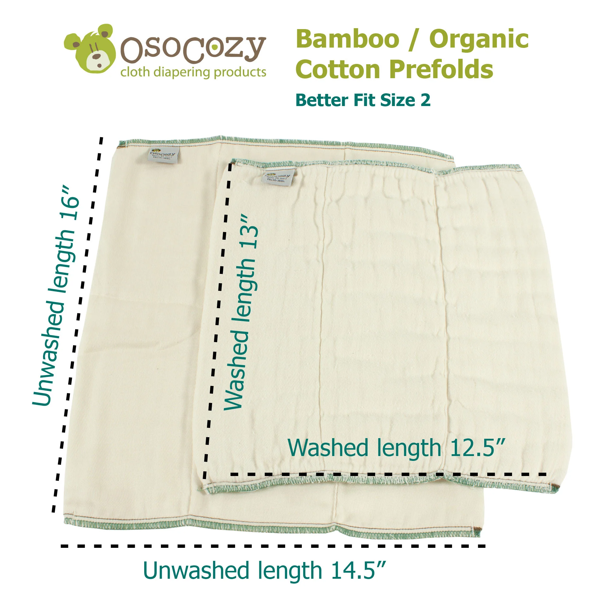 Osocozy Bamboo Organic Cotton Prefolds (6pk) - Image 8