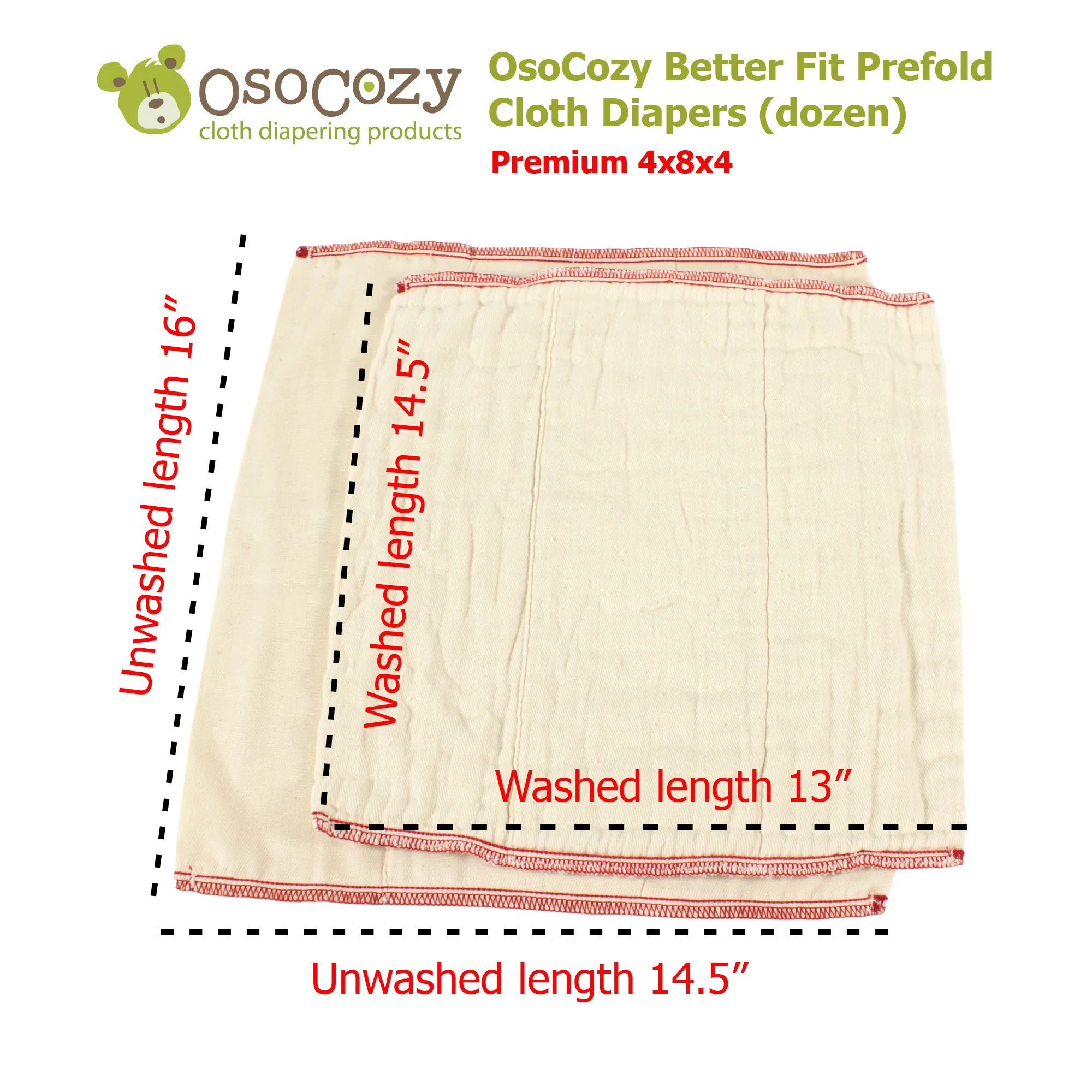 OsoCozy Better Fit Prefold Cloth Diapers (dozen) - Image 5