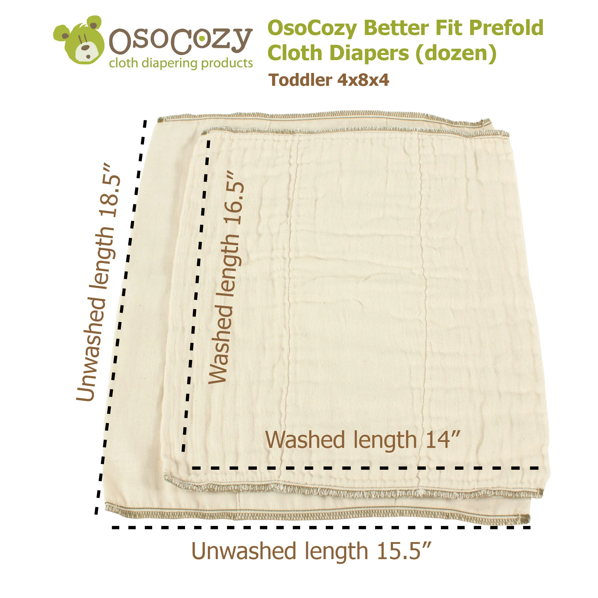 OsoCozy Better Fit Prefold Cloth Diapers (dozen) - Image 7