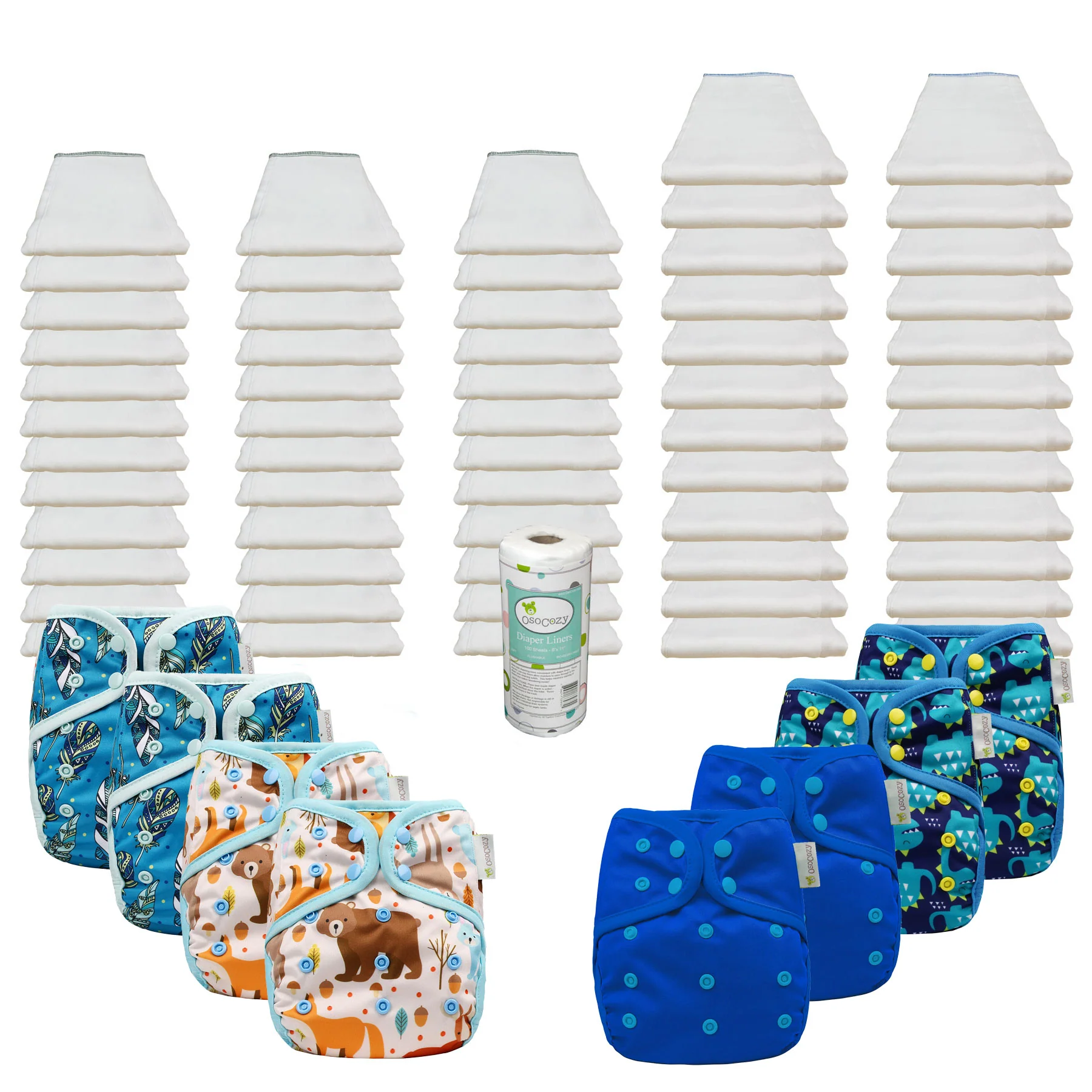 Bleached Basic Prefold Diaper Package with OsoCozy One Sized Covers - Image 6
