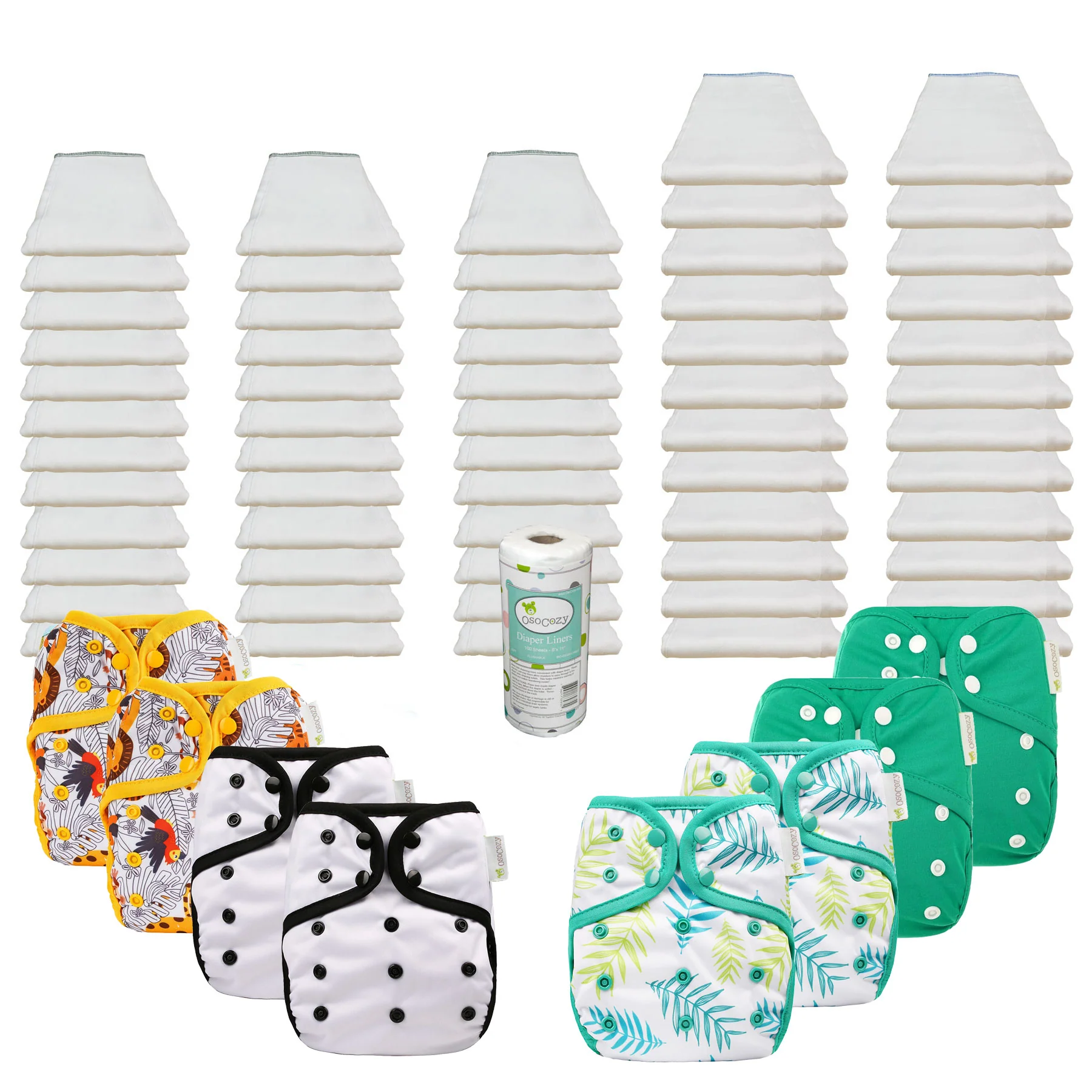 Bleached Basic Prefold Diaper Package with OsoCozy One Sized Covers - Image 7