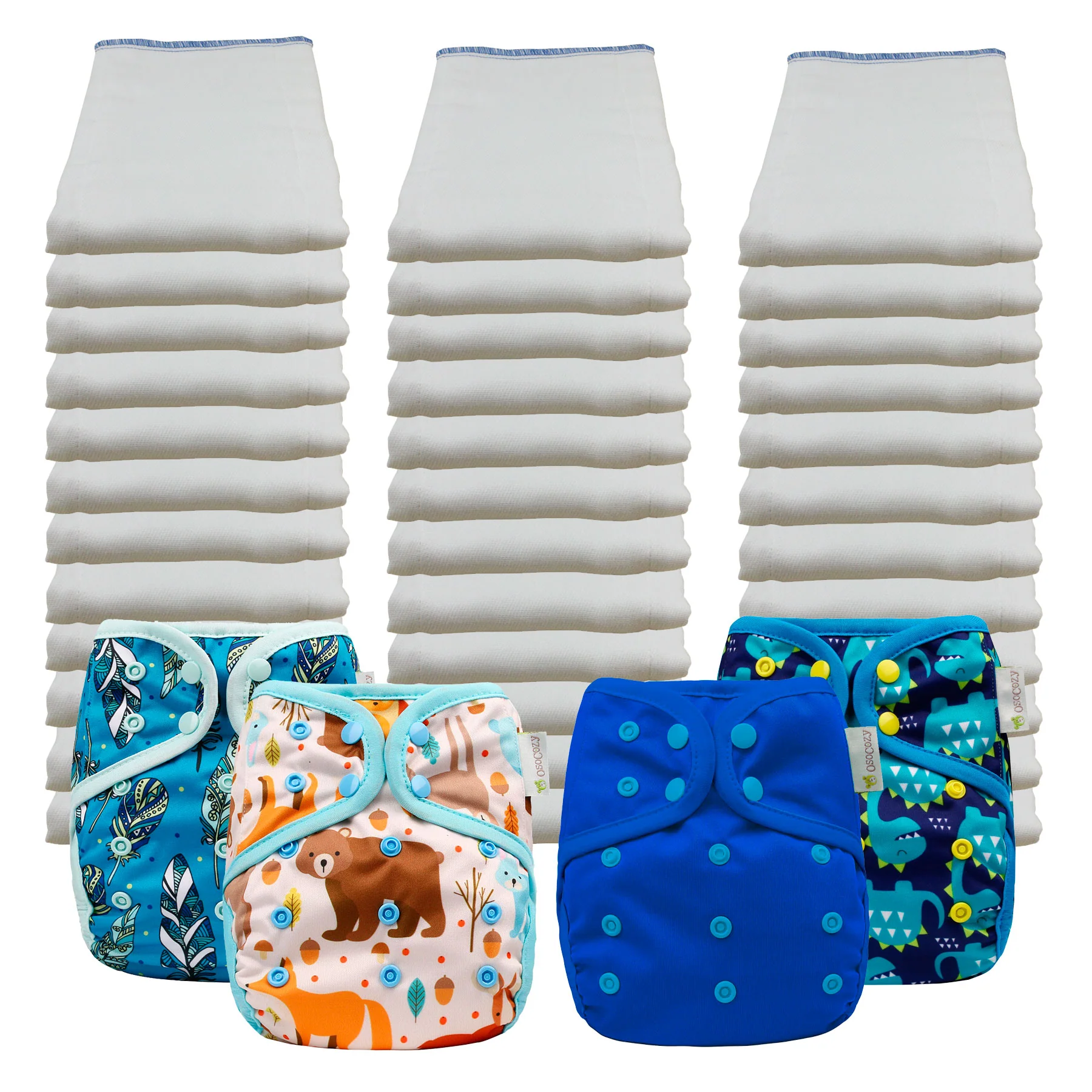 Bleached Economy Prefold Diaper Packages with OsoCozy One Sized Covers - Image 10