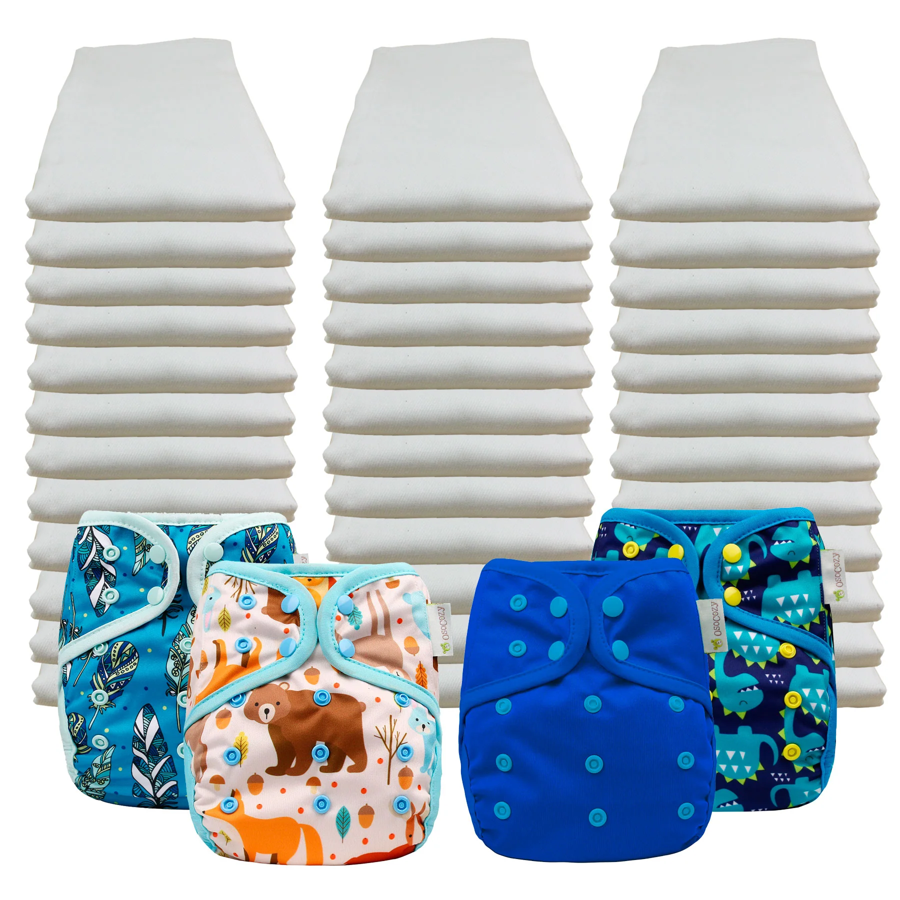 Bleached Economy Prefold Diaper Packages with OsoCozy One Sized Covers - Image 14