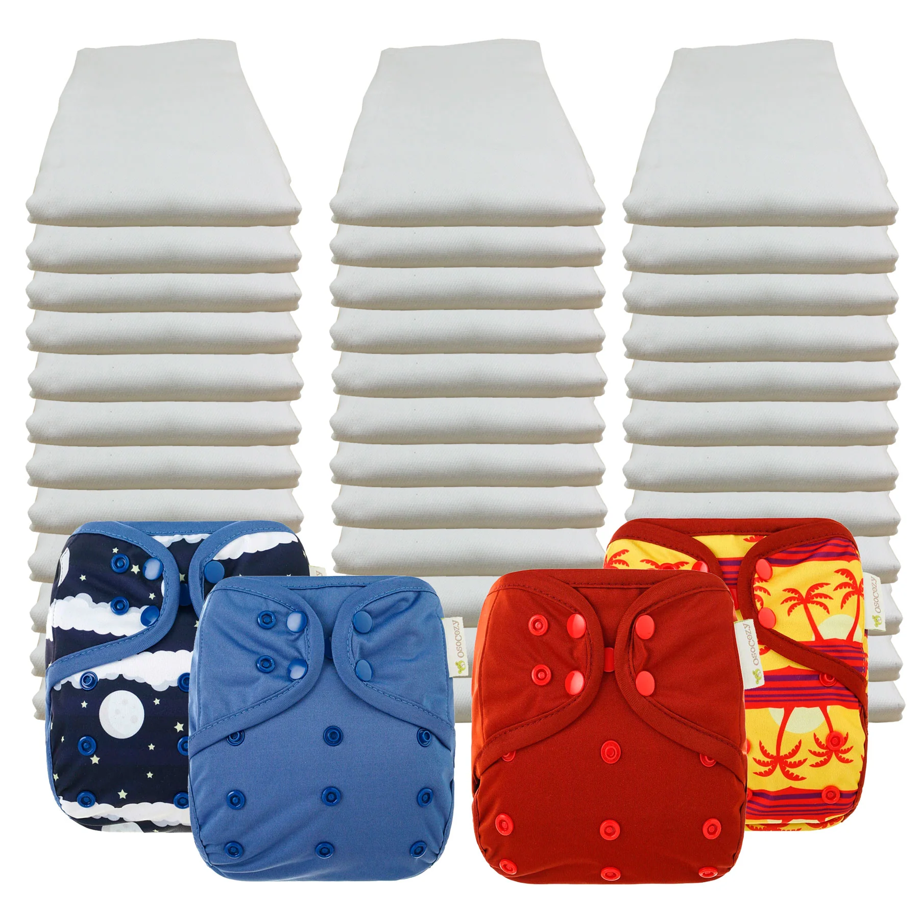 Bleached Economy Prefold Diaper Packages with OsoCozy One Sized Covers - Image 16