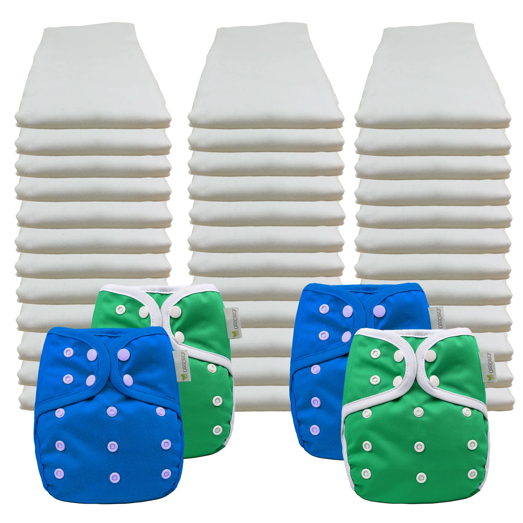 Bleached Economy Prefold Diaper Packages with OsoCozy One Sized Covers - Image 3