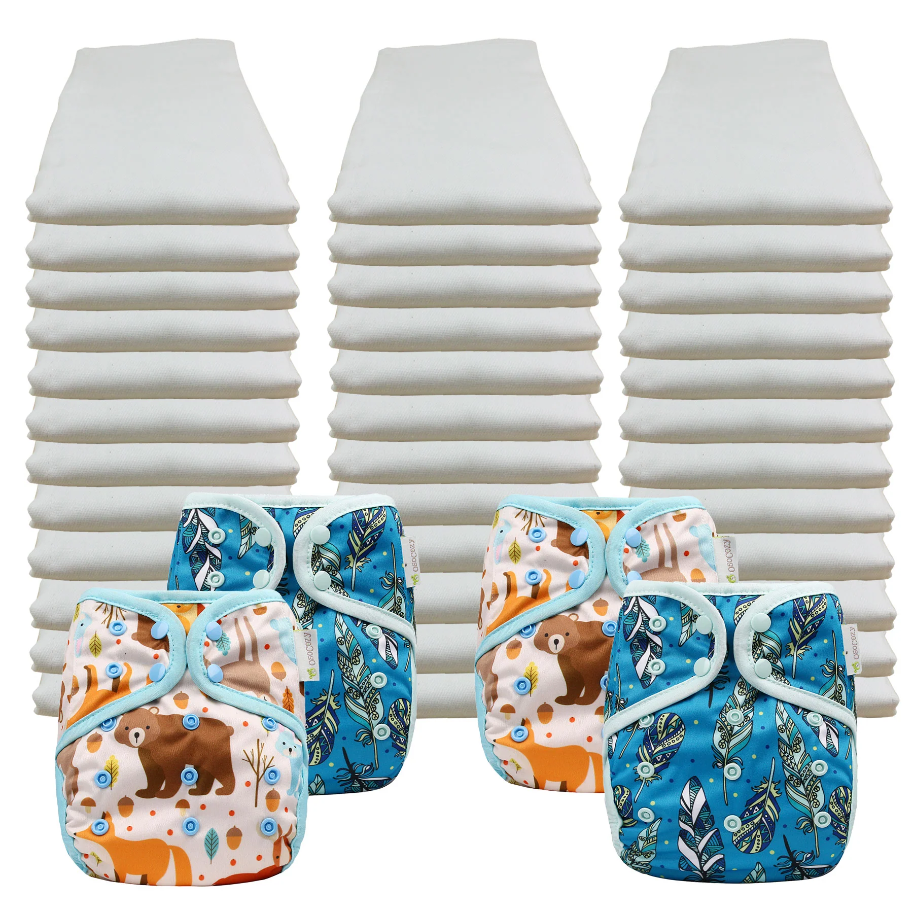 Bleached Economy Prefold Diaper Packages with OsoCozy One Sized Covers - Image 4