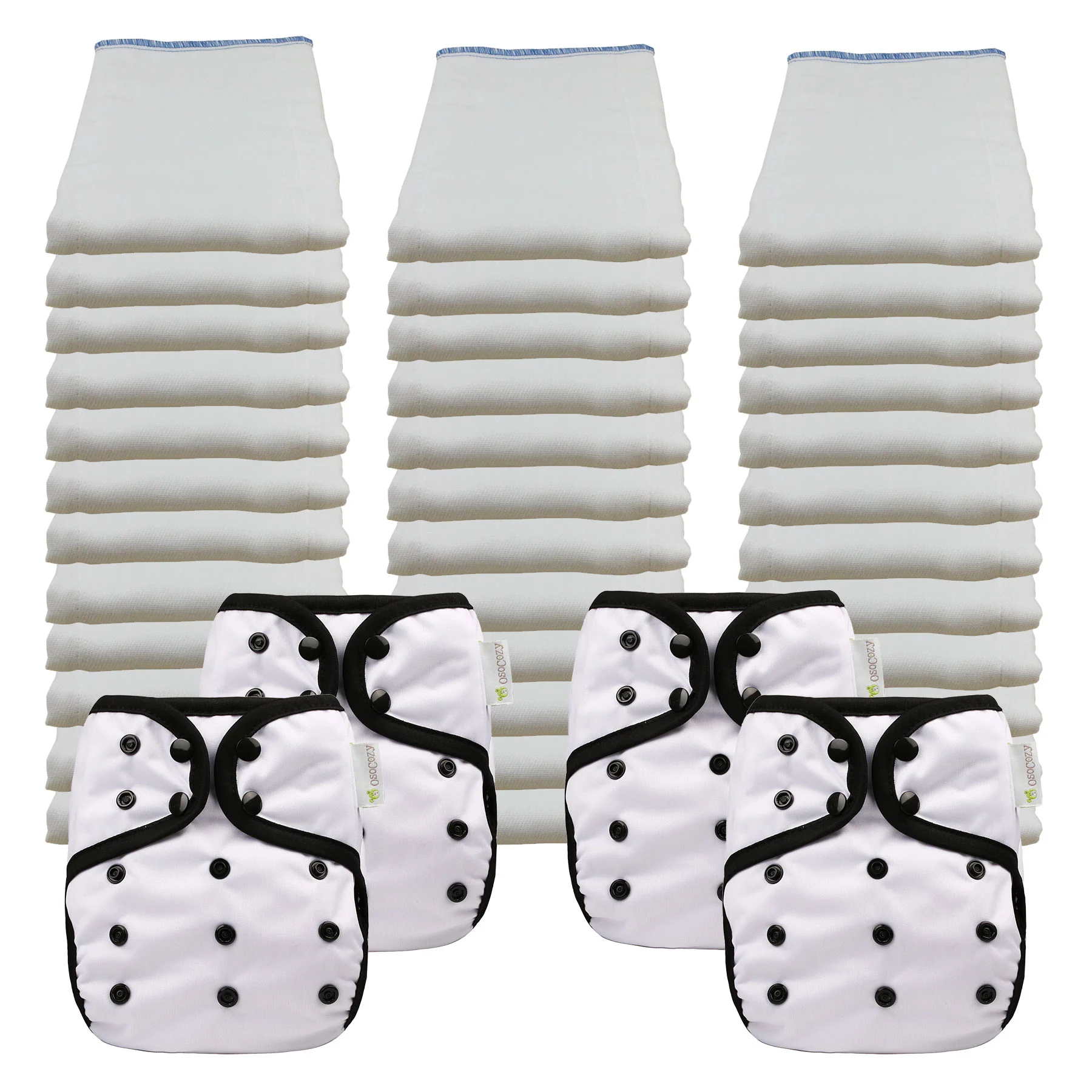 Bleached Economy Prefold Diaper Packages with OsoCozy One Sized Covers - Image 5