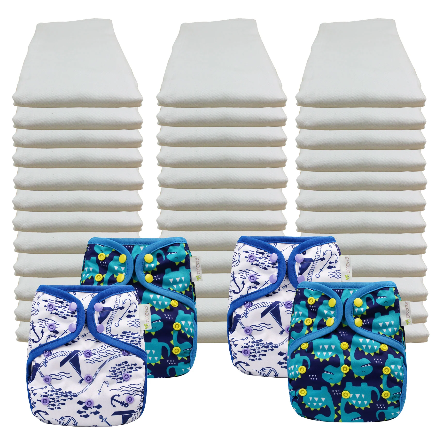Bleached Economy Prefold Diaper Packages with OsoCozy One Sized Covers - Image 6