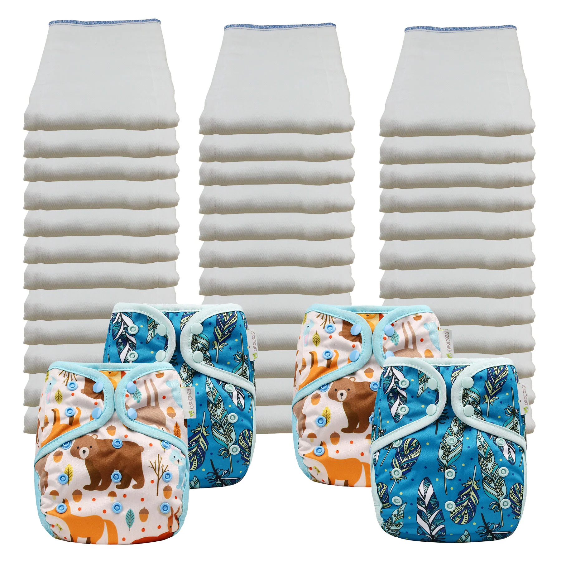 Bleached Economy Prefold Diaper Packages with OsoCozy One Sized Covers - Image 8