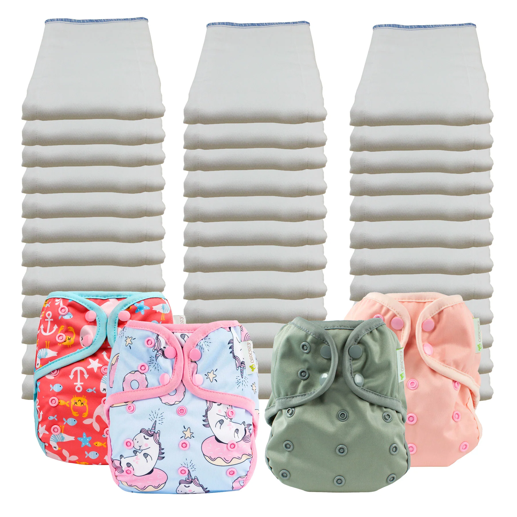 Bleached Economy Prefold Diaper Packages with OsoCozy One Sized Covers - Image 9