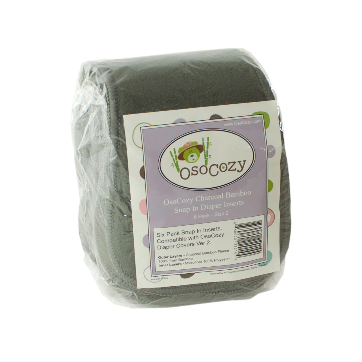 Clearance - Osocozy Charcoal Bamboo Snap-In Diaper Inserts (6 pk) - Image 5