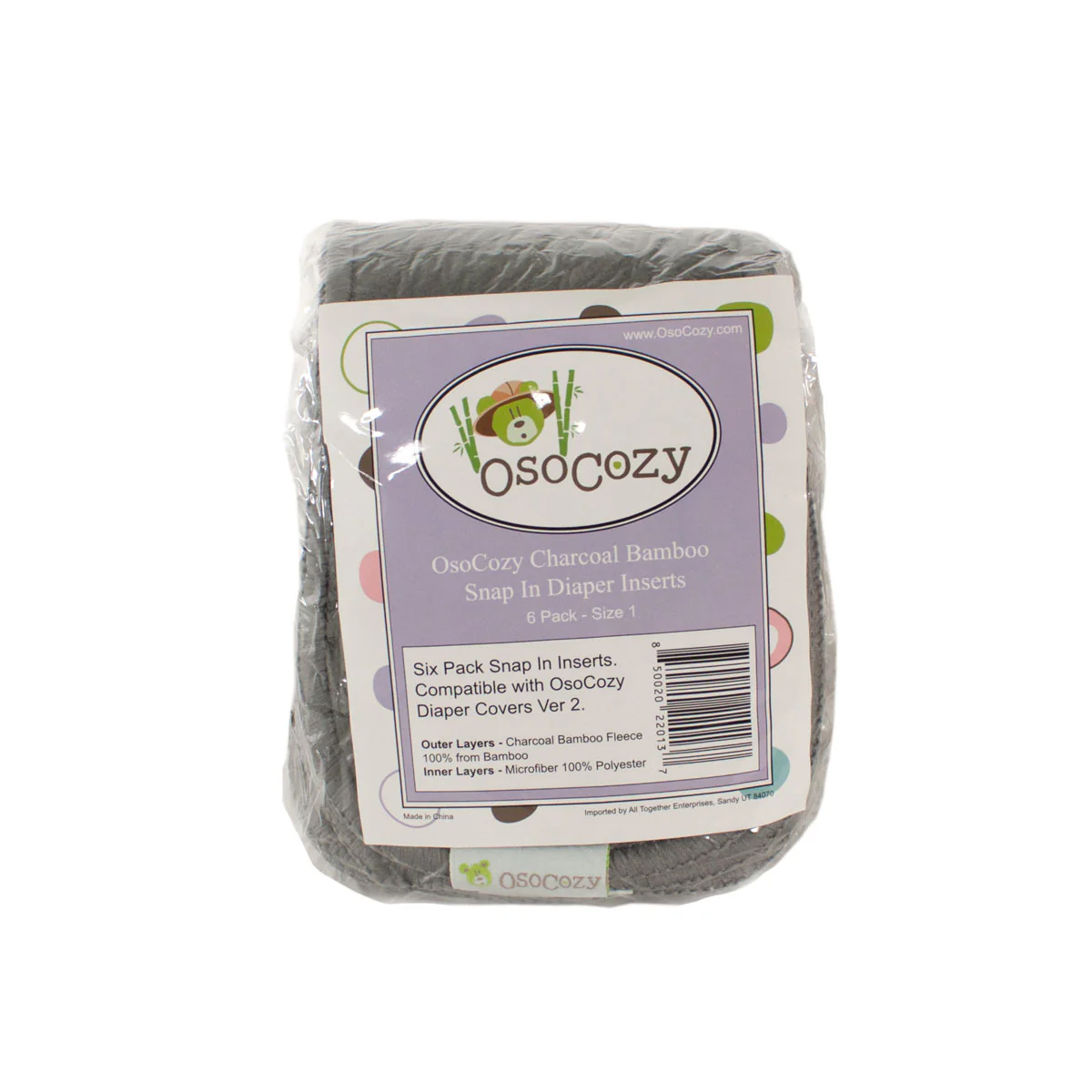 Clearance - Osocozy Charcoal Bamboo Snap-In Diaper Inserts (6 pk) - Image 6