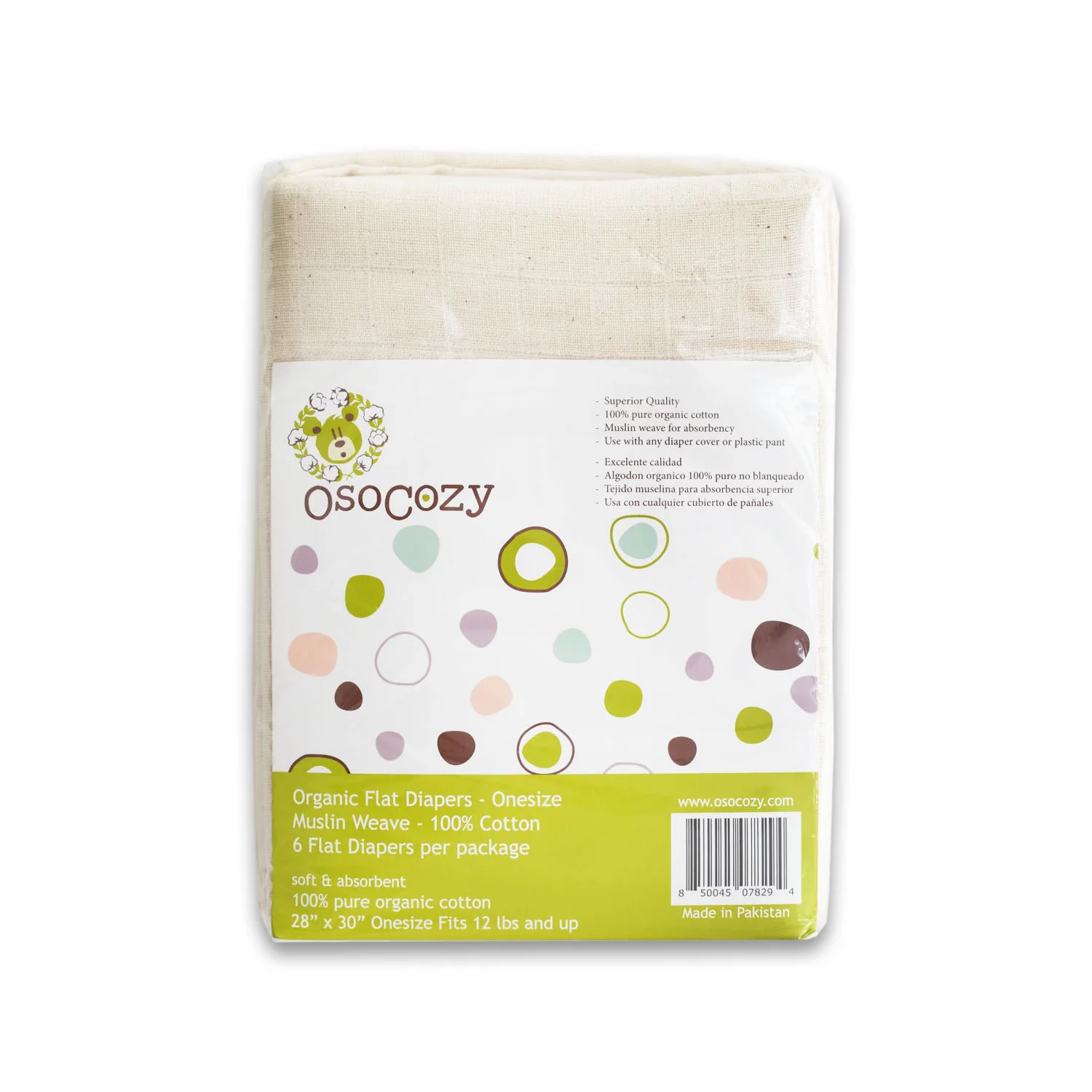 OsoCozy Muslin Flat Organic Cloth Diapers (6 Pack) - Image 6