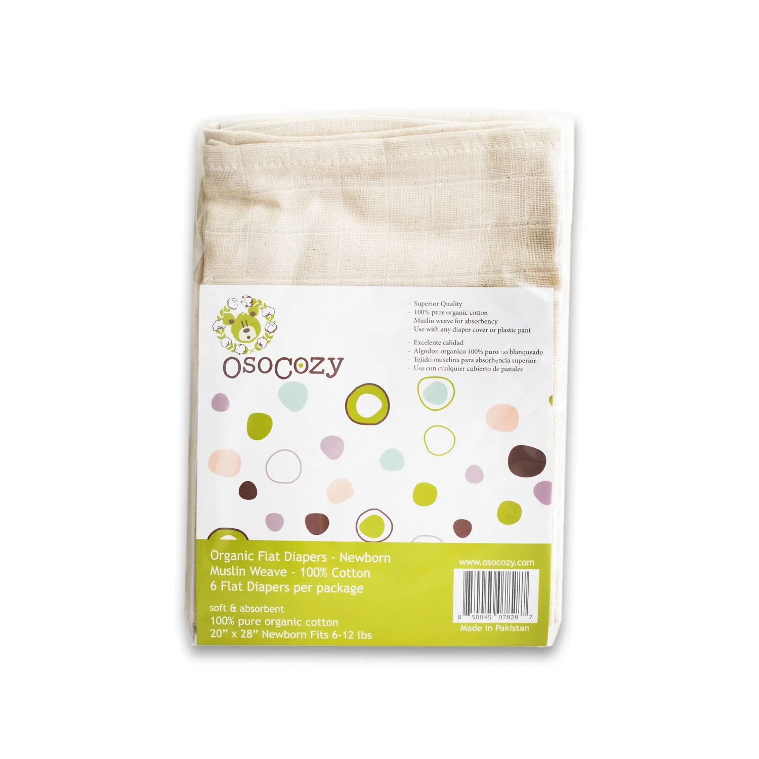 OsoCozy Muslin Flat Organic Cloth Diapers (6 Pack) - Image 7