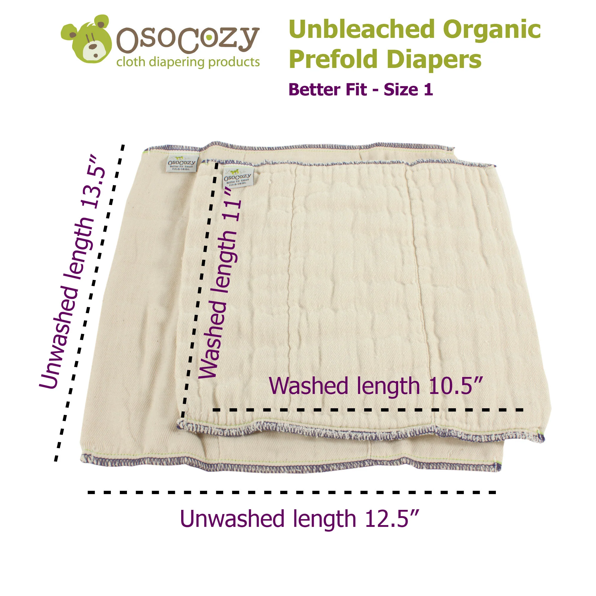 Osocozy Organic Prefolds - 6 packs - Image 3