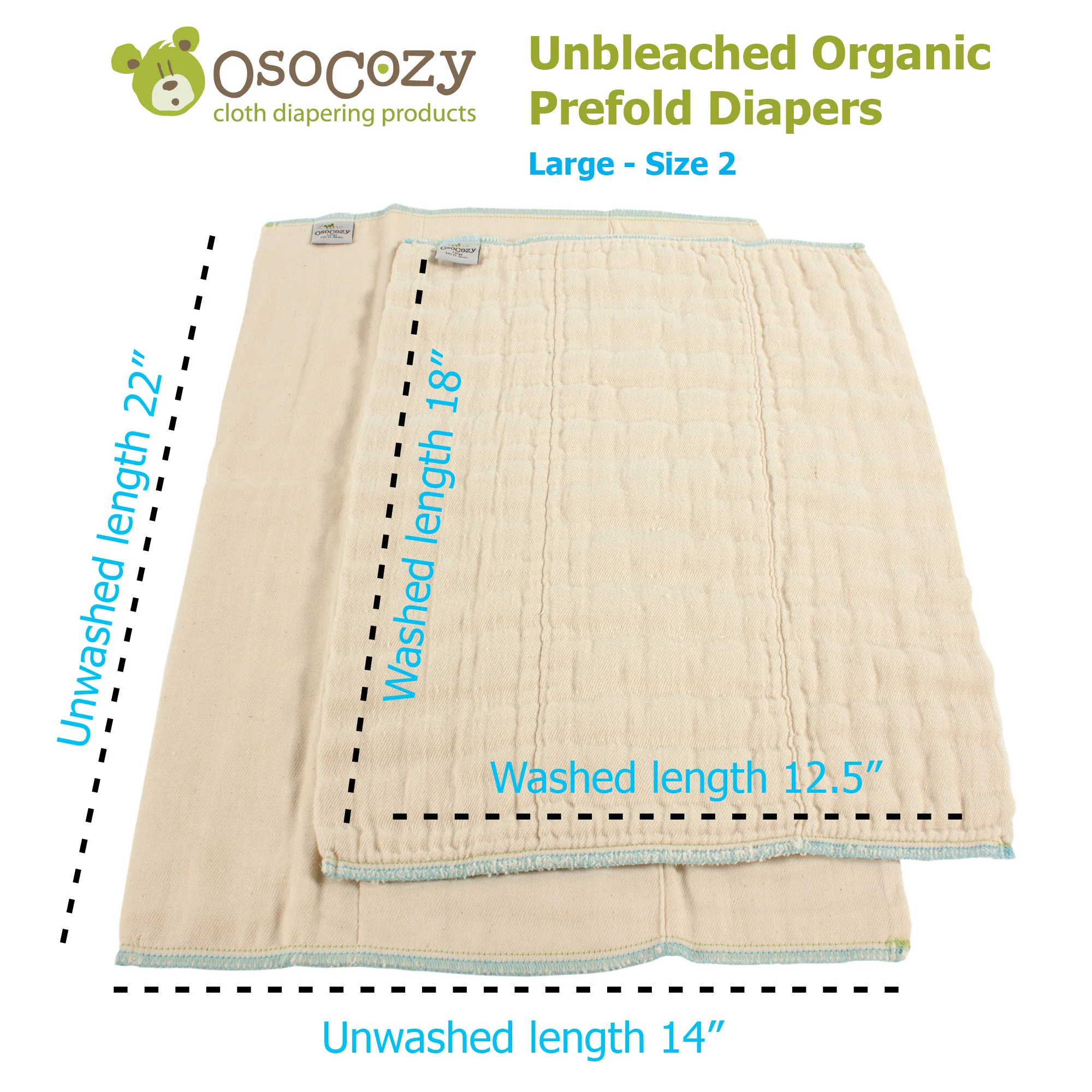 Osocozy Organic Prefolds - 6 packs - Image 4