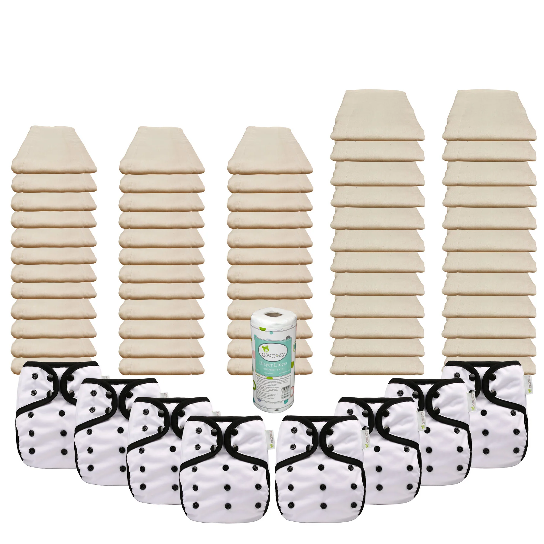 Unbleached Basic Prefold Diaper Packages with OsoCozy One Sized Covers - Image 5
