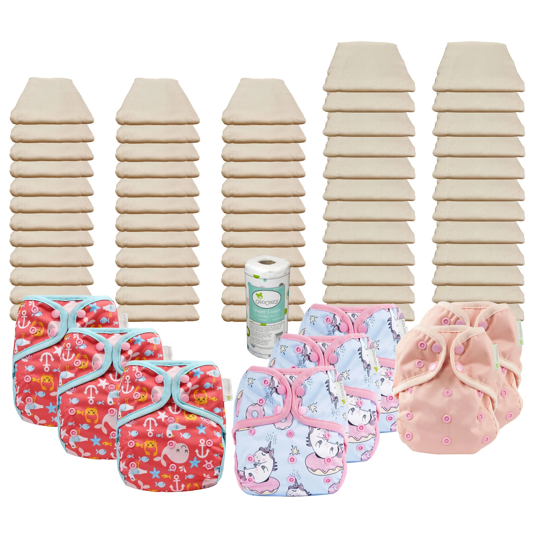 Unbleached Basic Prefold Diaper Packages with OsoCozy One Sized Covers - Image 6