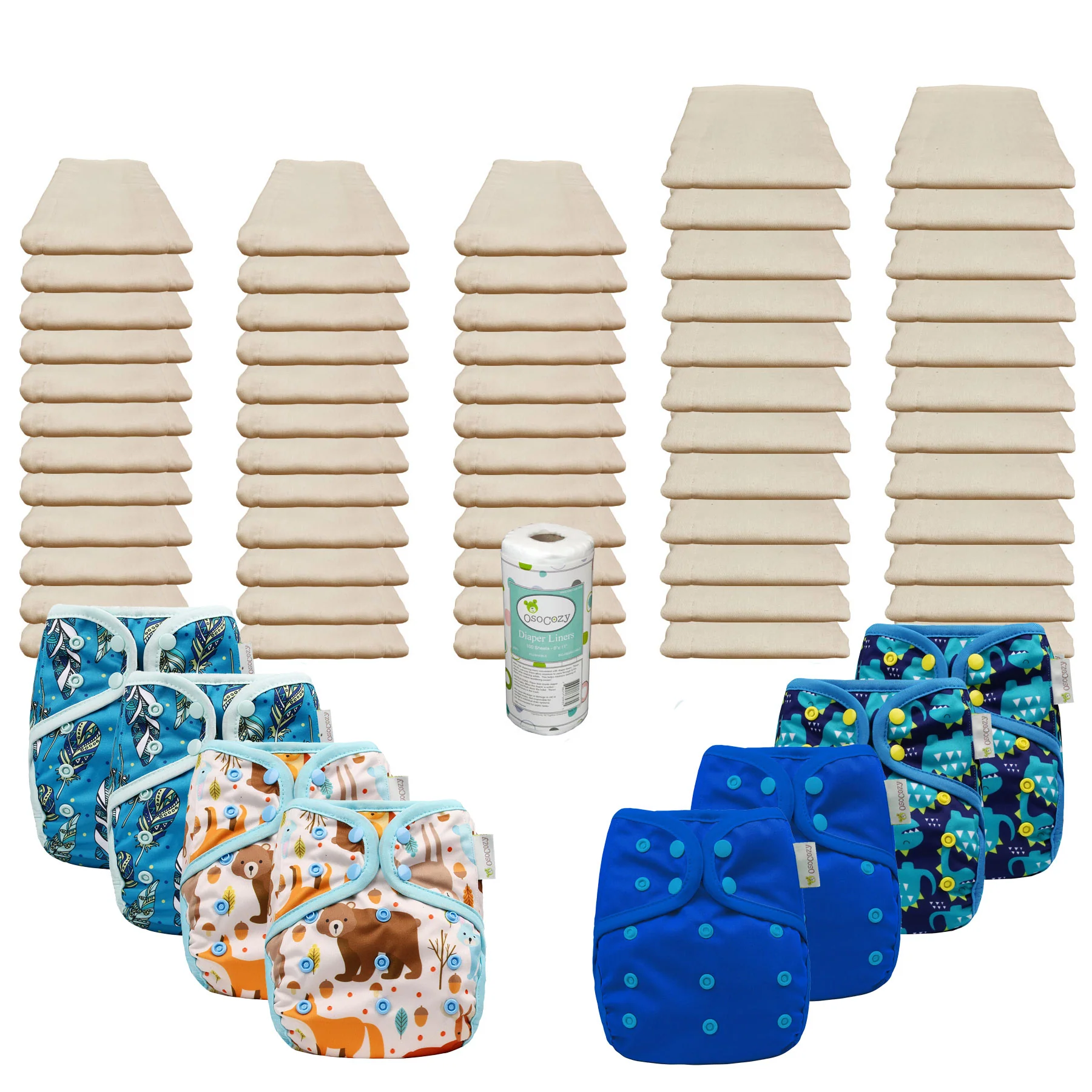 Unbleached Basic Prefold Diaper Packages with OsoCozy One Sized Covers - Image 7