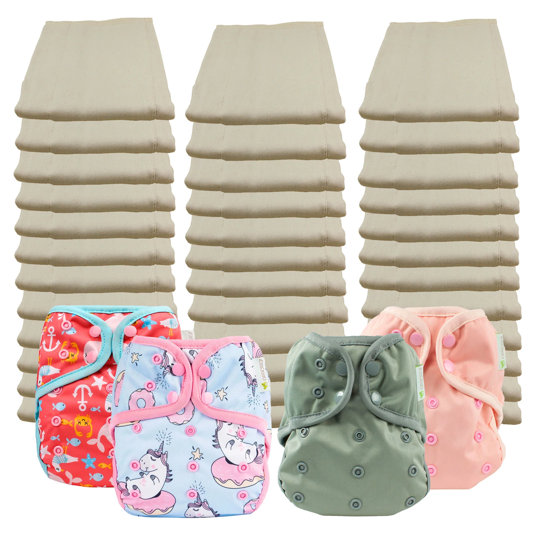 Unbleached Economy Prefold Diaper Packages with OsoCozy One Size Covers - Image 13