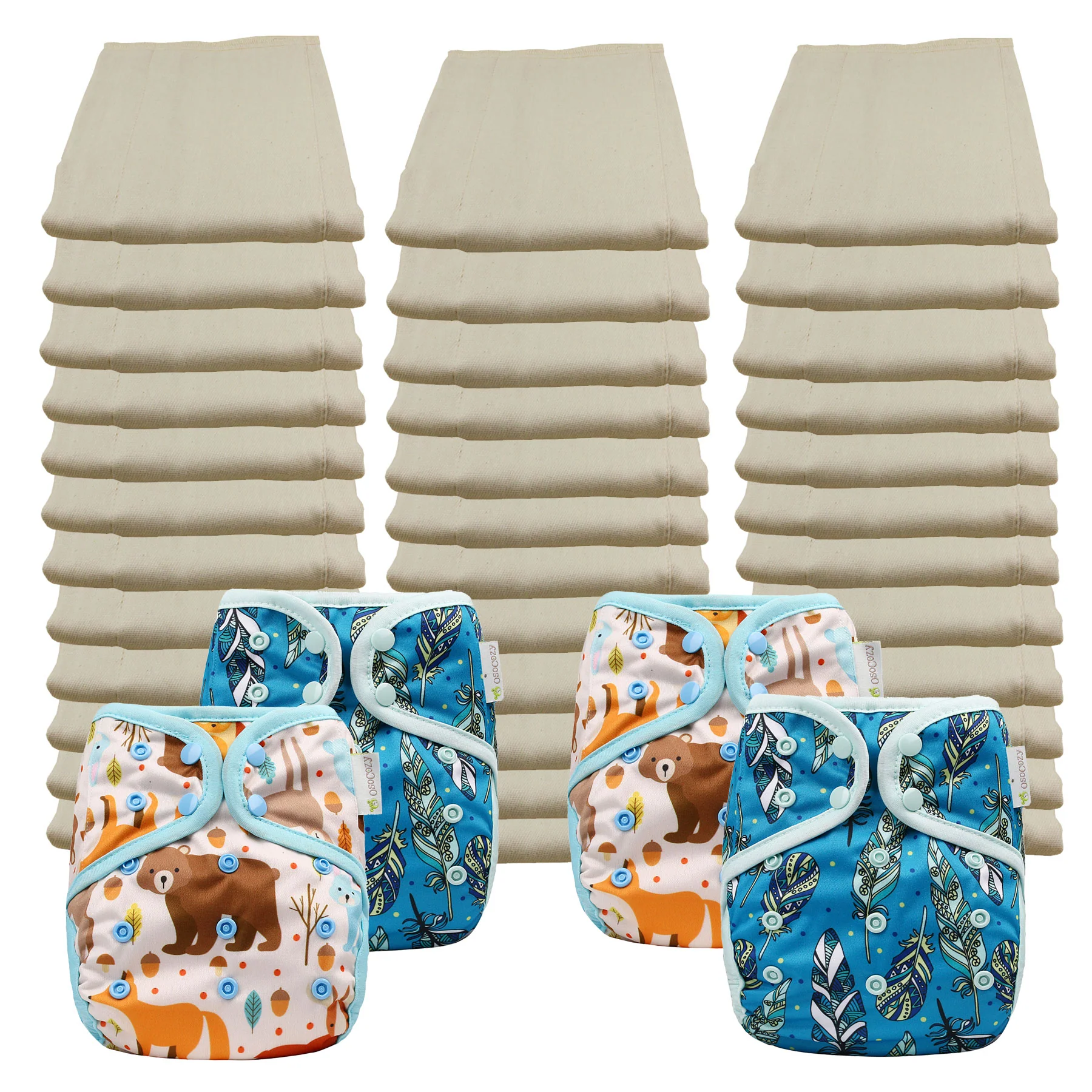 Unbleached Economy Prefold Diaper Packages with OsoCozy One Size Covers - Image 7